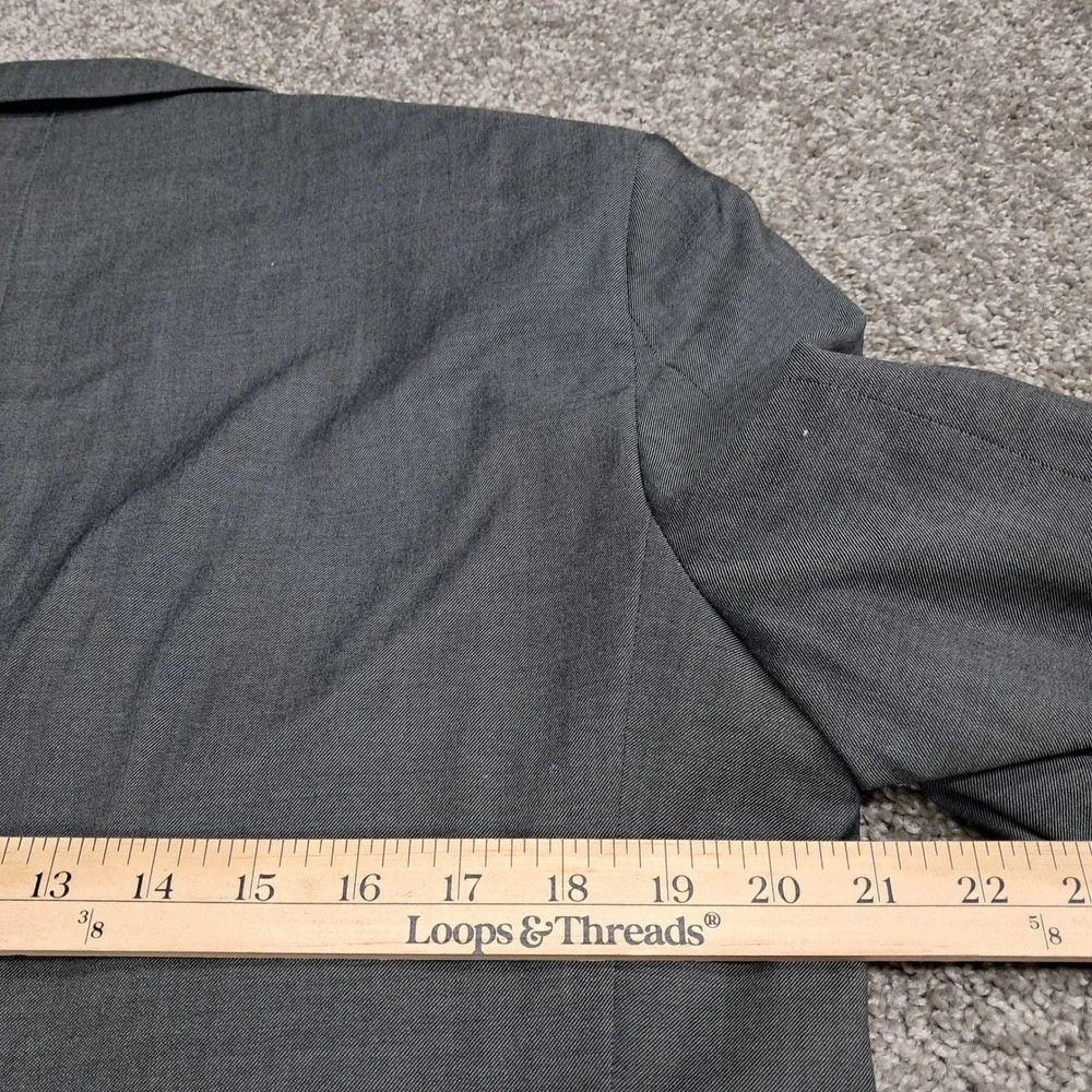Jones New York Mens 3 Piece Suit 40L Grey‎ 100% Worsted Wool Blazer Vest Pant